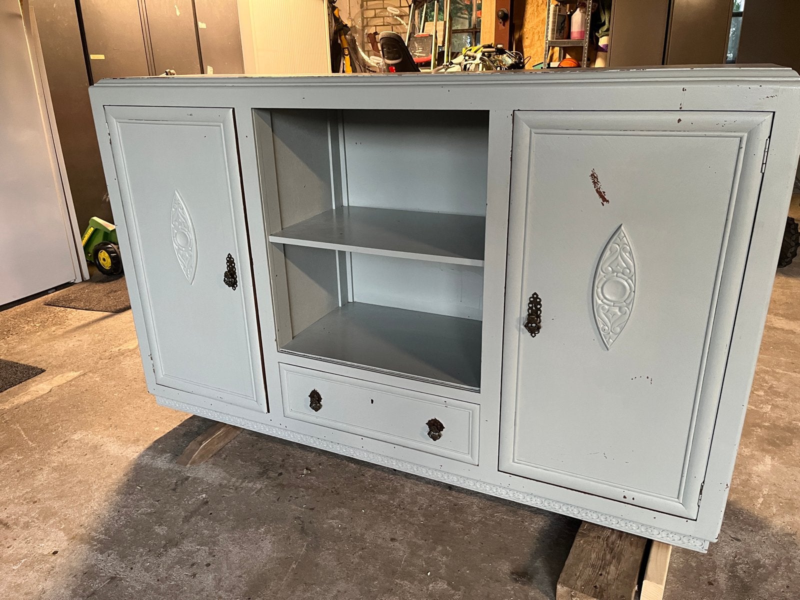 Retro Brocante Dressoir - Vintage Kast met Lades en Deuren, Ophalen, Gebruikt, 150 tot 200 cm, Met lade(s)