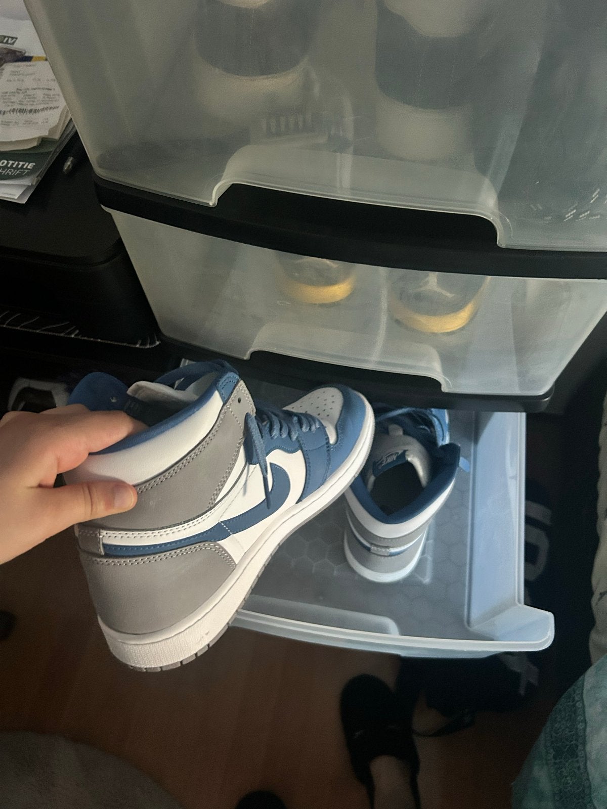 Jordan 1 retro high OG true blue - Maat 42,5, Ophalen of Verzenden, Gedragen, Blauw, Sneakers of Gympen