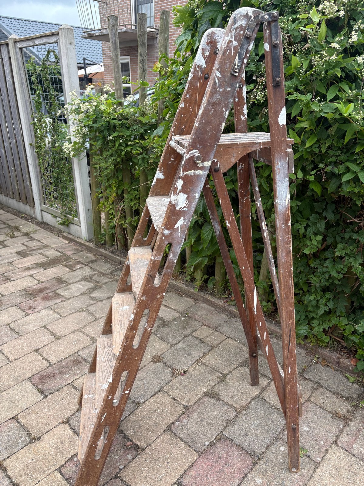 Vintage houten schilders trap, Hendrk Annewalt, Doe-het-zelf en Verbouw, Ophalen, Gebruikt, Trap, Minder dan 2 meter
