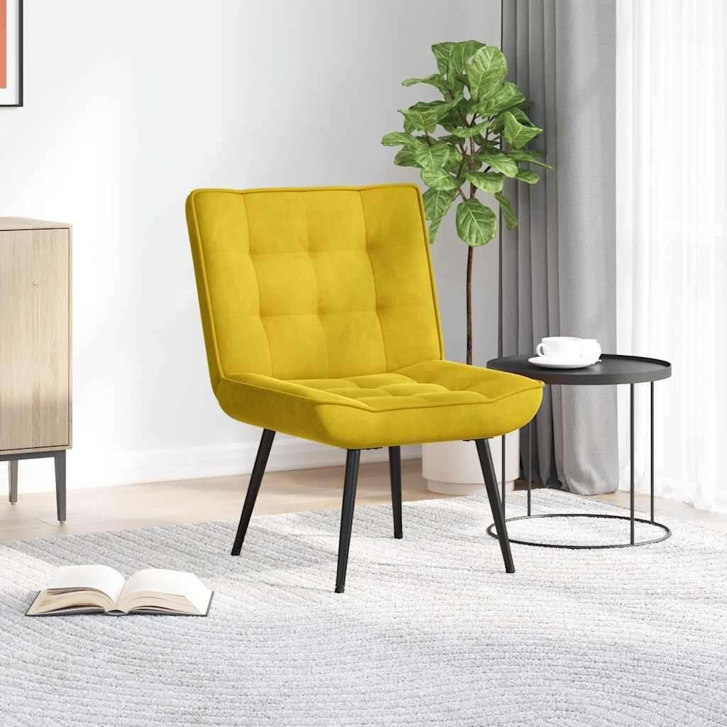 Fauteuil okergeel fluweel zonder voetenbank, nieuw, Verzenden, Nieuw, 75 tot 100 cm, Stof