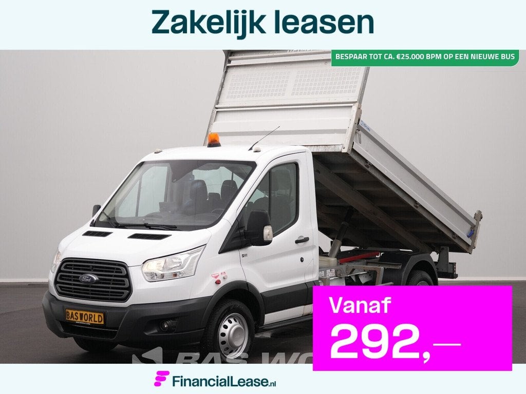 Ford Transit 170pk Kipper Dubbellucht 3,5t Trekhaak Airco Cr, Stof, Euro 6, 4 cilinders, Wit