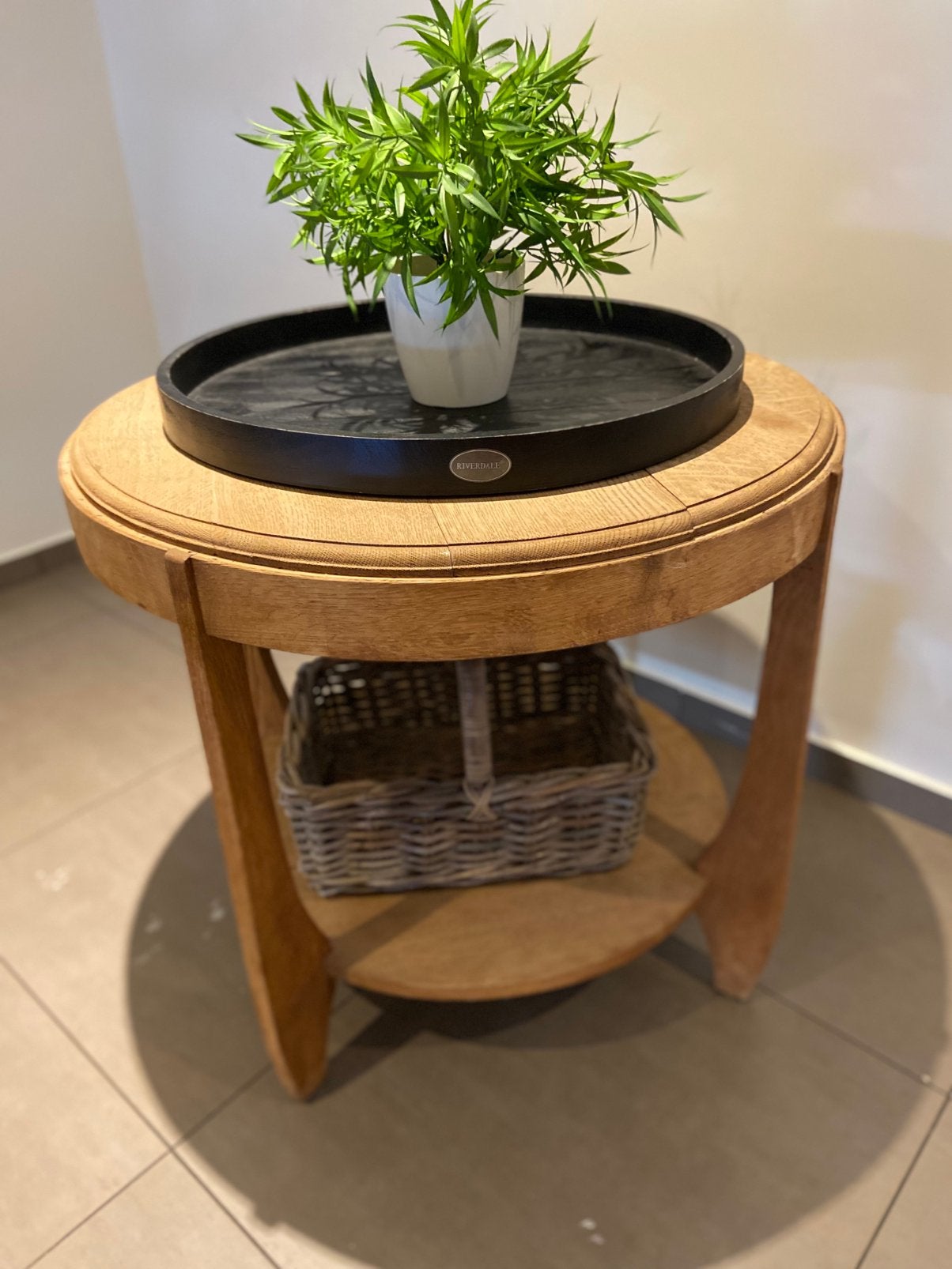Teak bijzettafel, Ophalen, Zo goed als nieuw, Rond, 60 cm of meer