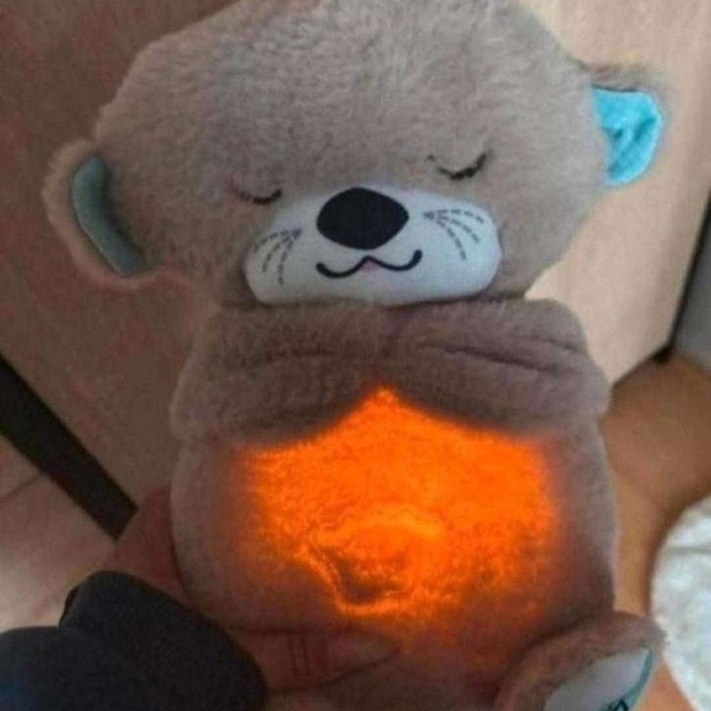 Knuffel Otter met Licht en Geluid - Slaaptrainer, Overige merken, Overige karakters, Grijs, Ophalen of Verzenden