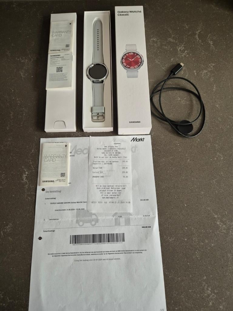 Galaxy smartwatch Classic 6  (43mm), Zwart, Nieuw, Samsung ⌚️, Ophalen of Verzenden