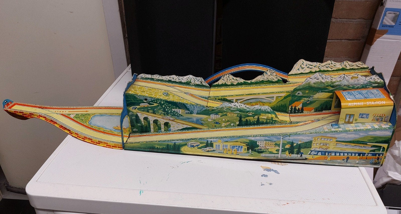 Vintage Technofix Alpine-Station Racebaan (Jaren '50), Antiek en Kunst, Ophalen of Verzenden