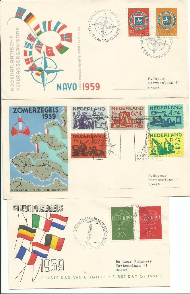 FDC Nederland 1959, Ophalen of Verzenden, Beschreven, Nederland