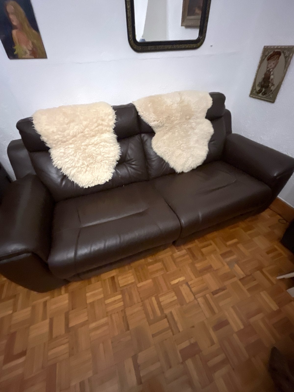 Modulaire elektrische relaxbank - Leer - Natuzzi/La-Z-Boy, Ophalen, Gebruikt, Tweepersoons, Leer