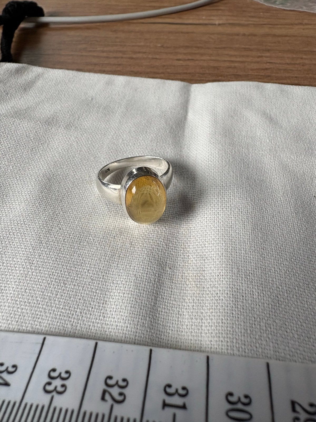 Citrien 925 Zilveren Ring, Sieraden, Tassen en Uiterlijk, Ringen, Geel, Ophalen of Verzenden, Zo goed als nieuw, 17 tot 18