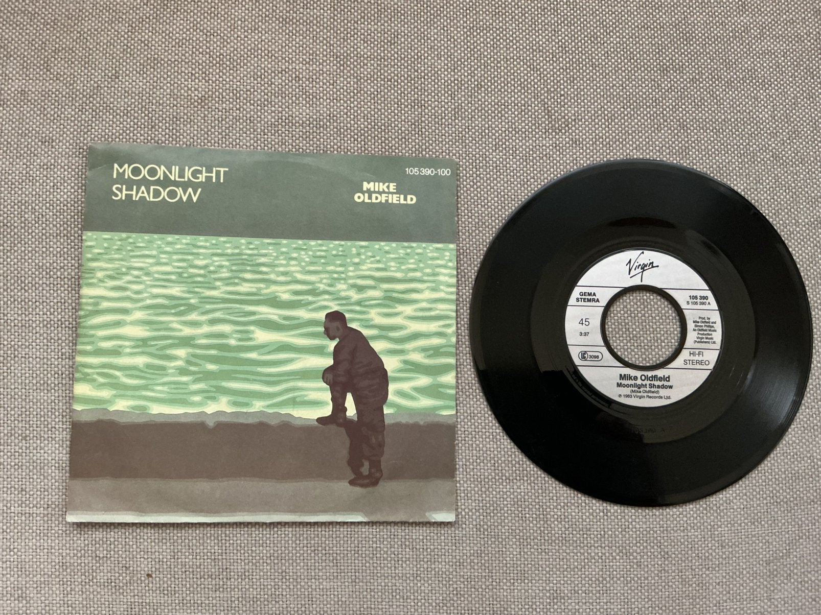 Mike Oldfield single vinyl. Moonlight shadow., Cd's en Dvd's, Ophalen of Verzenden, Gebruikt, Pop