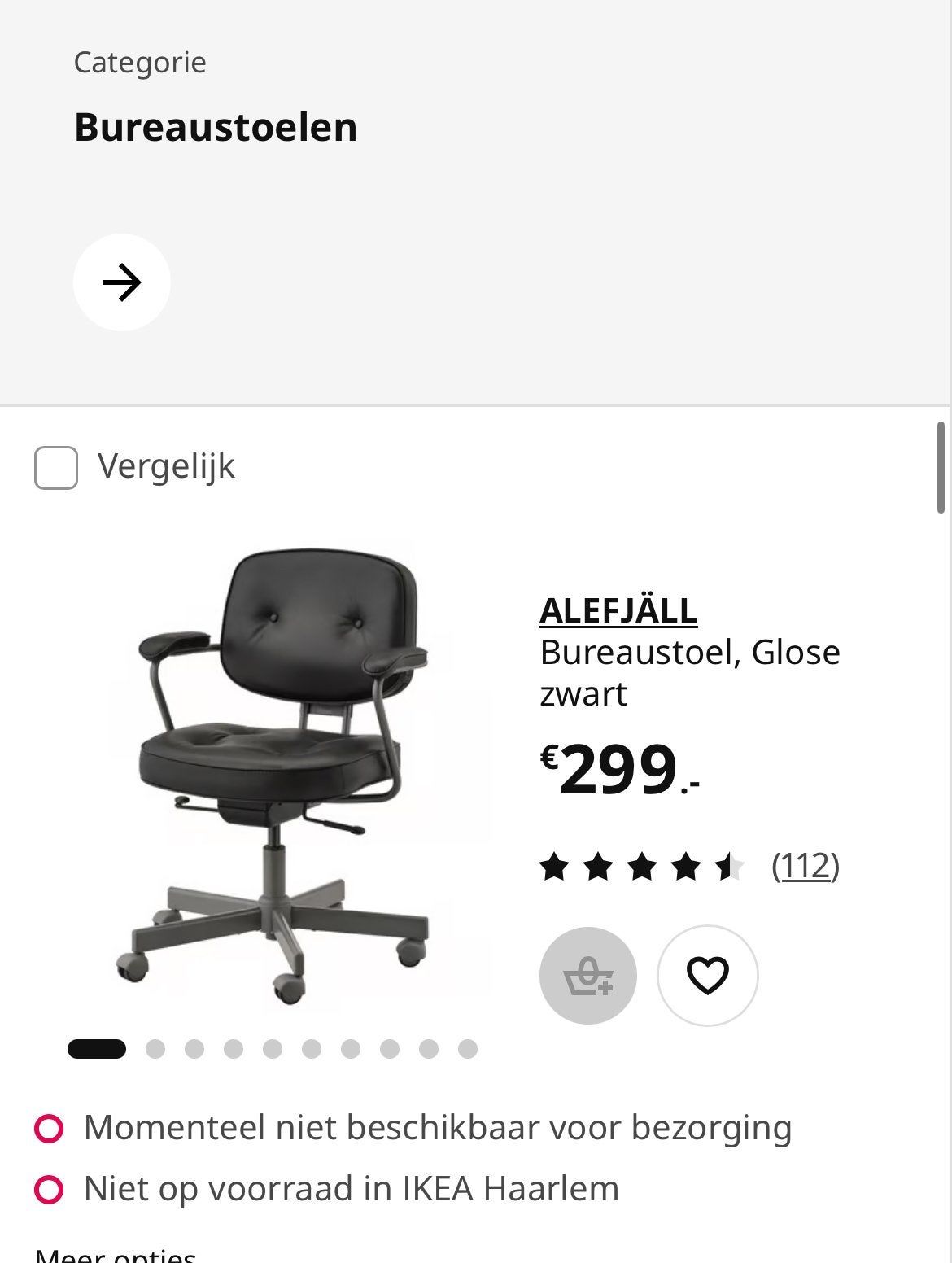2xIKEA ALEFJÄLLBureaustoel, Glose zwart en een bureau 2 pers, Huis en Inrichting, Bureaustoelen, Ophalen, Zo goed als nieuw, Zwart