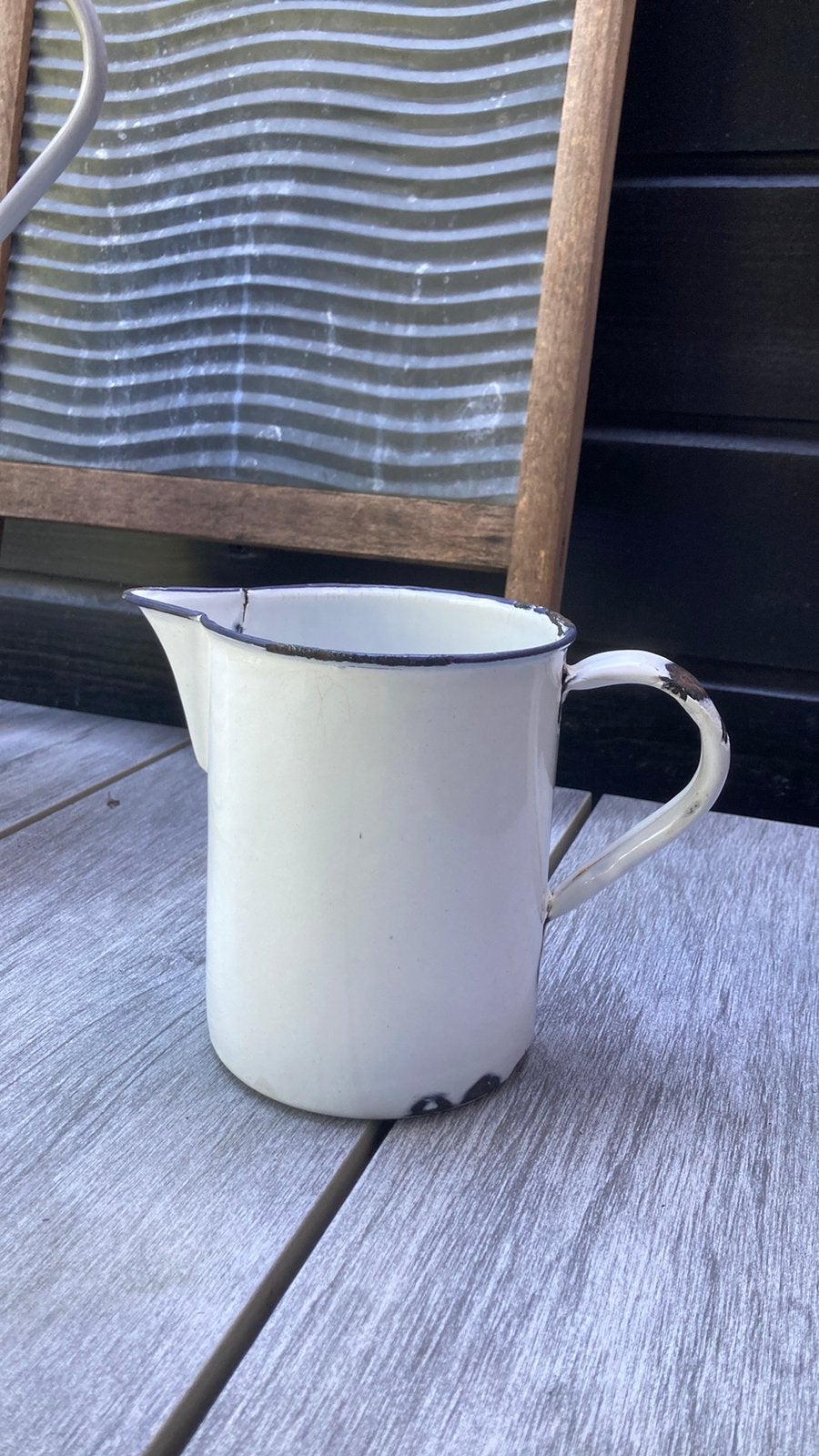 Emaille maatbeker wit 1 liter, Ophalen of Verzenden