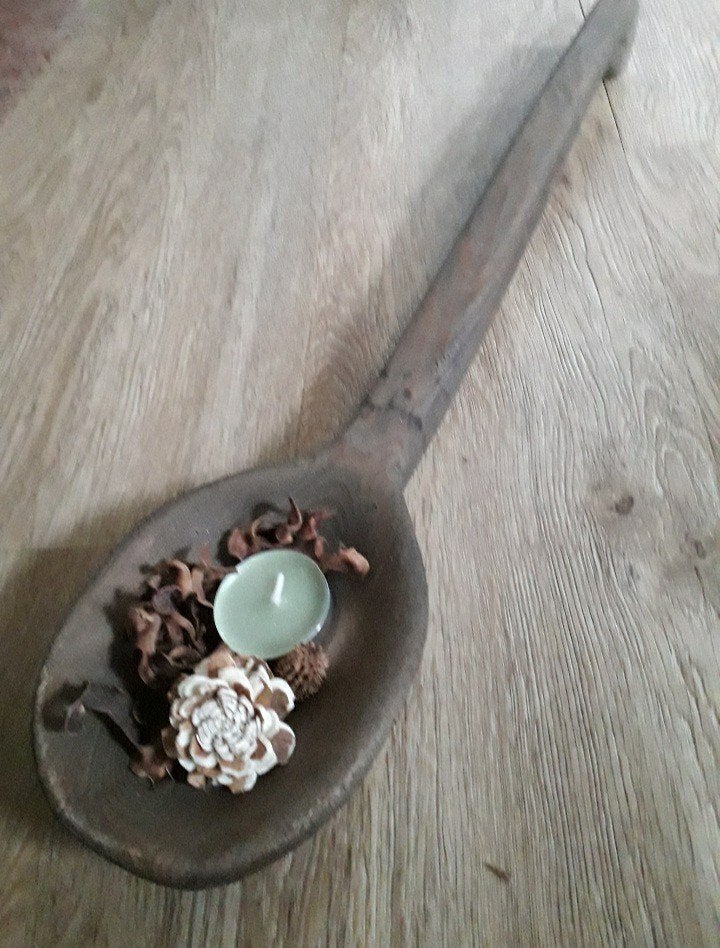 Houten decoratie lepel/ waxinelicht houder XL, Ophalen, Zo goed als nieuw, Hout, Minder dan 25 cm