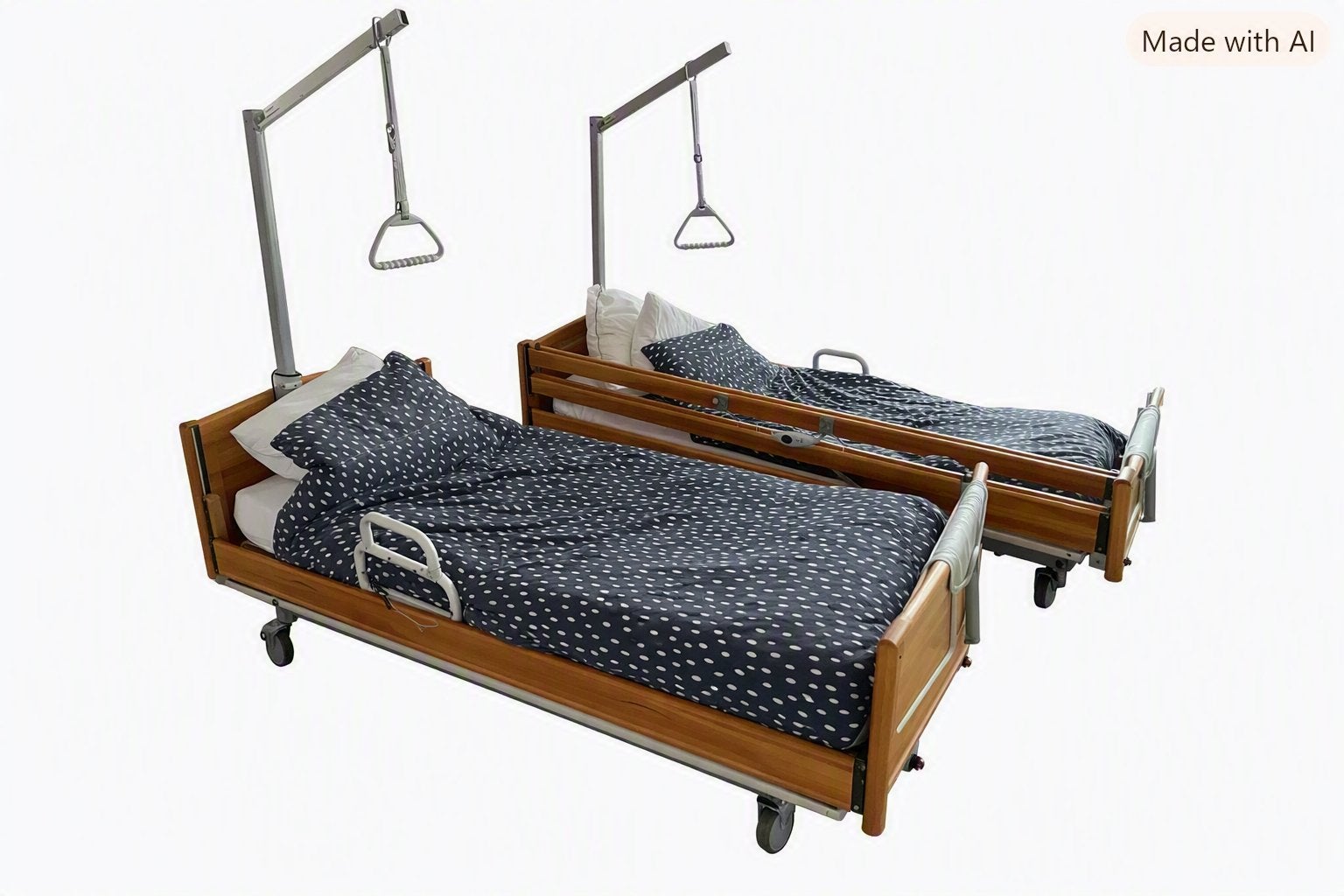 2 hoog-laag bedden, Ophalen, 90 cm, Eenpersoons, Beige