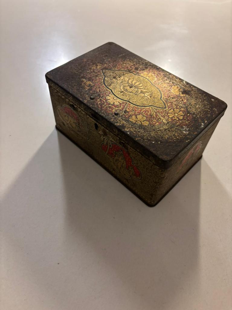 De gruyter vintage decoratieve blikken spaarpot jaren 30-40!, Verzamelen, Blikken, Ophalen of Verzenden, Gebruikt, Koffie, Overige merken
