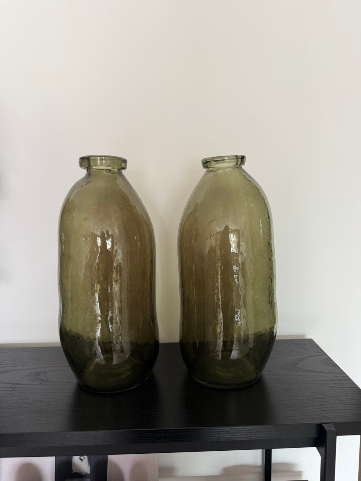 2 Grote Vazen H&M Home, Ophalen, Zo goed als nieuw, Groen, Glas