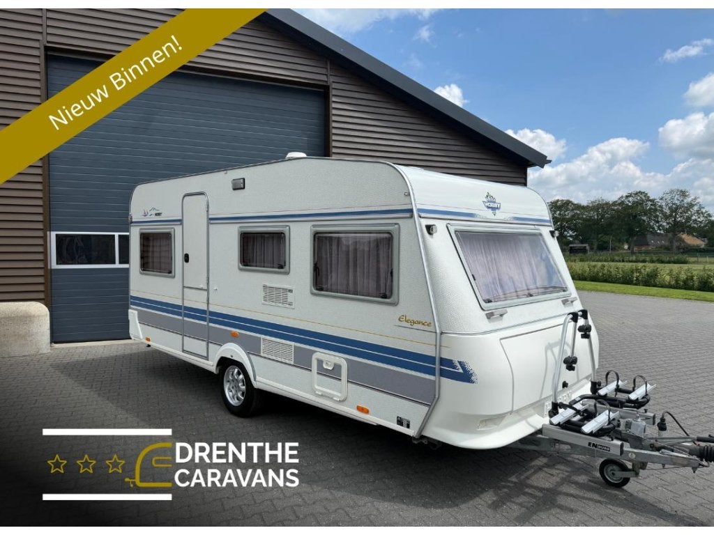 Hobby Elegance 470 | voortent+fietsendrager+BOVAG, Rondzit, Hobby, Bedrijf, 4 tot 5 meter
