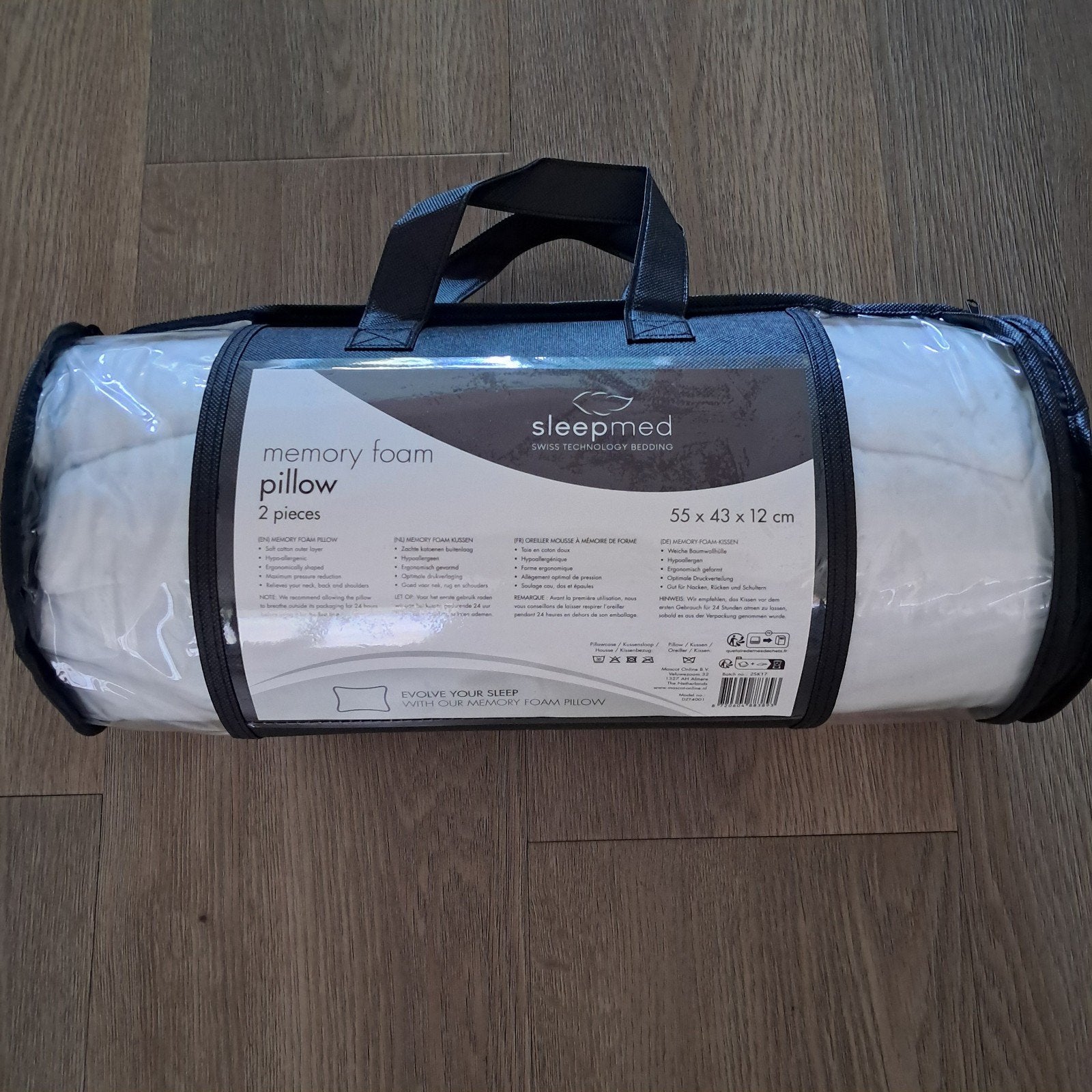 Sleepmed Memory Foam Kussens - Set van 2 (55x43x12 cm), Anti-allergisch, Eenpersoons, Wit, Katoen
