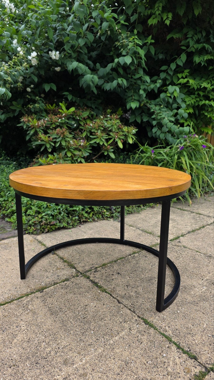 Ronde houten salontafel, Ophalen, 50 tot 100 cm, Rond, 50 tot 100 cm