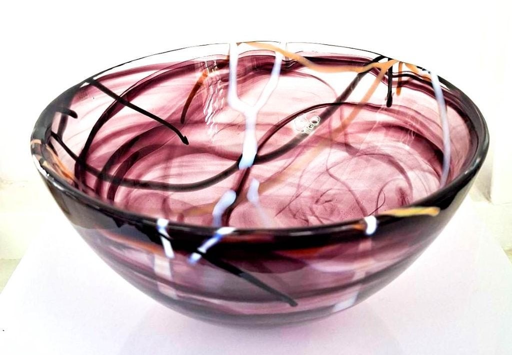 Prachtige Kosta Boda Anna Ehrner Purple Contrast Bowl 22 CM, Antiek en Kunst, Ophalen of Verzenden