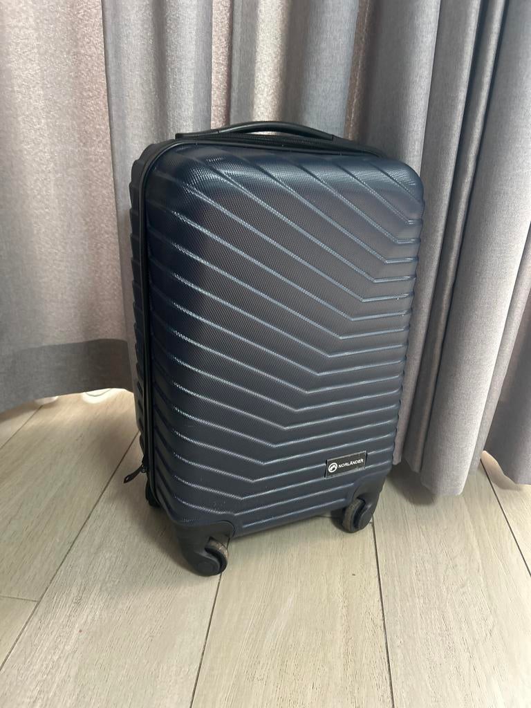 Harde koffer met 4 wieltjes en uitschuifbaar, 40 tot 60 cm, 30 cm of meer, Blauw, Ophalen of Verzenden