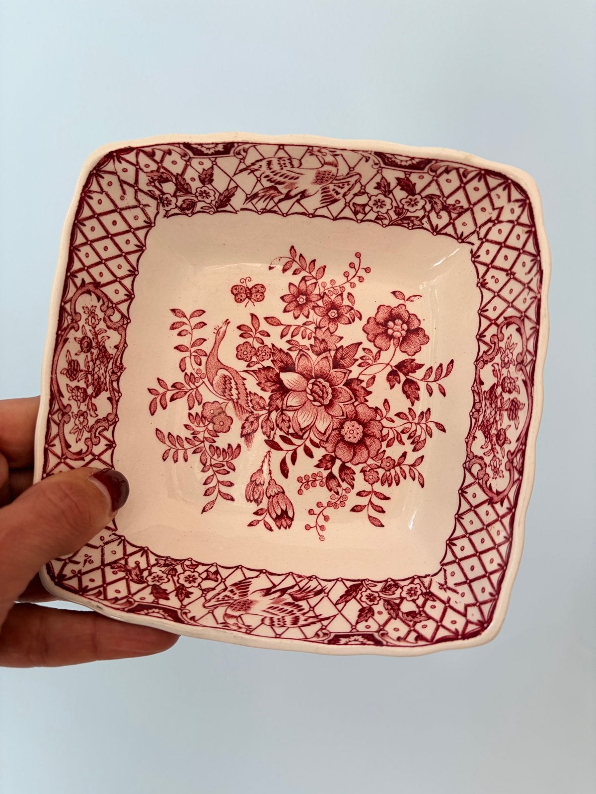 Mason's Ironstone Stratford Schaal - Rood Bloemmotief, Ophalen