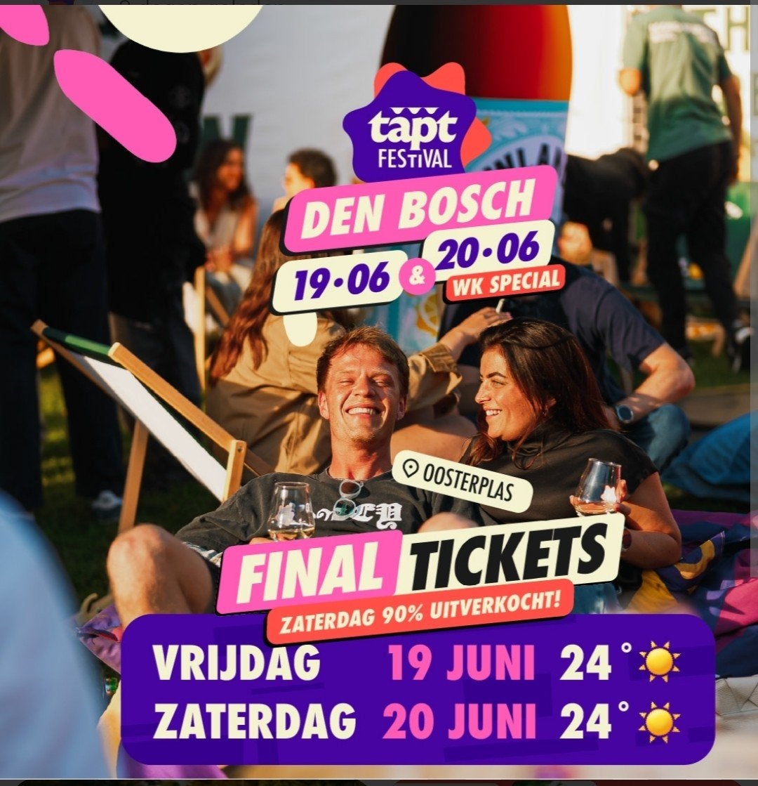 Ticket tapt festival s'hertogenbosch zaterdag 20 juni 2026, Eén persoon