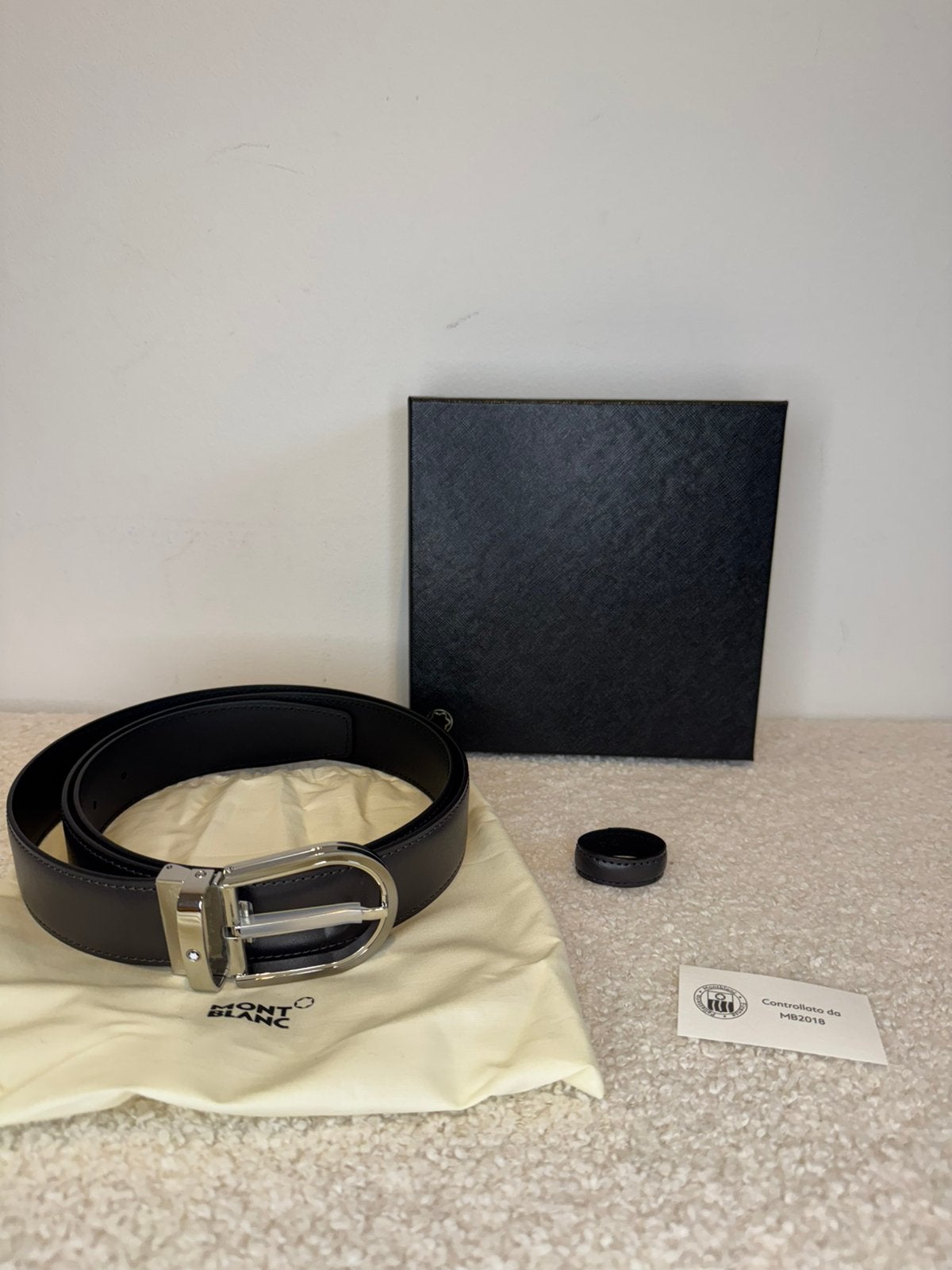 Montblanc grijze leren riem 35mm - nieuw, Ophalen of Verzenden, Nieuw, Overige kleuren