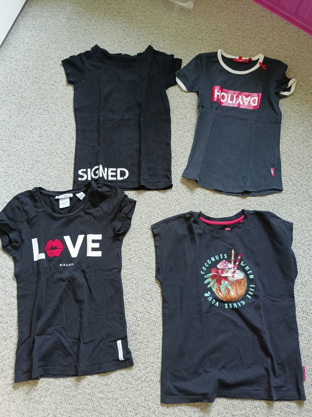 4 shirts korte mouw zwart 134-140, Kinderen en Baby's, Ophalen of Verzenden, Gebruikt, Meisje, Shirt of Longsleeve