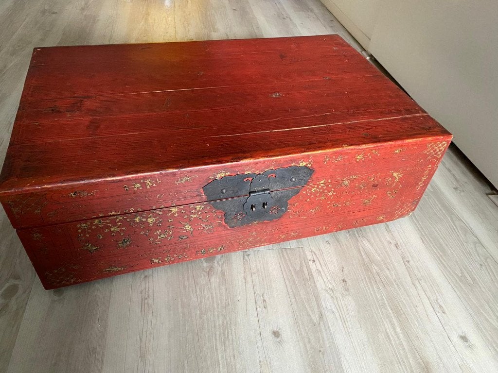 Antieke kist / koffie tafel, Ophalen, Gebruikt, Minder dan 50 cm, 75 tot 100 cm
