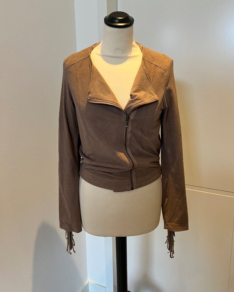 ZGAN bruin cowboy biker racer jas herfst lente Bershka S 36, Zwart, Zo goed als nieuw, Maat 36 (S), Bershka
