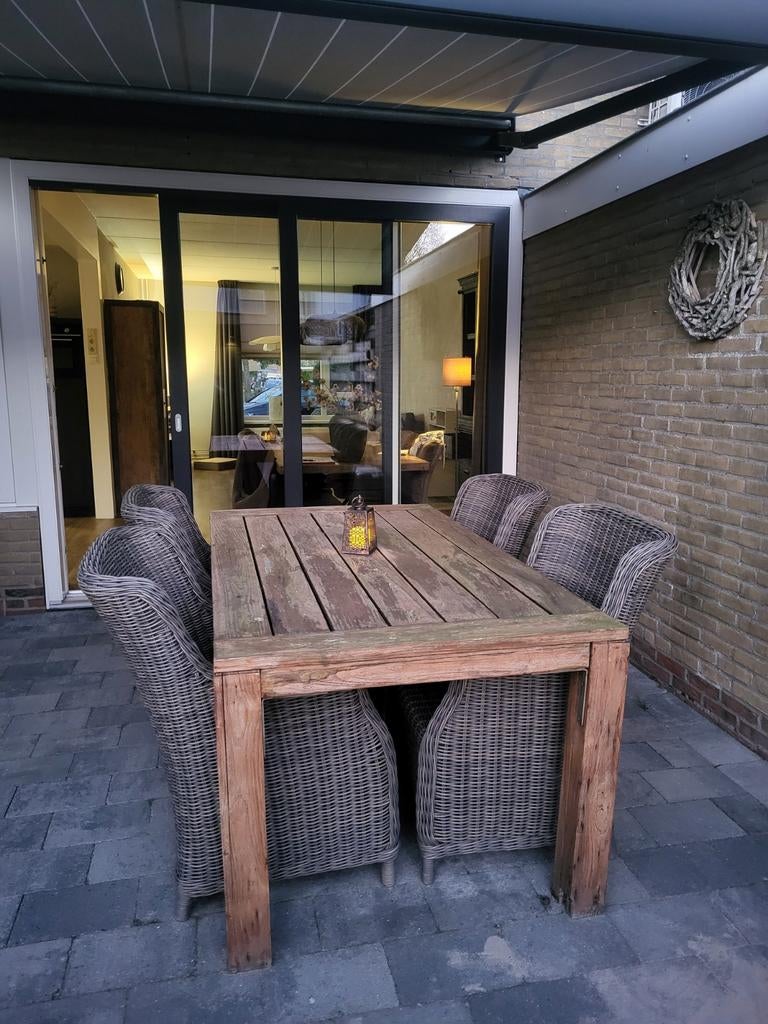 Stevige, zware tuintafel, Ophalen, Rechthoekig, Hout