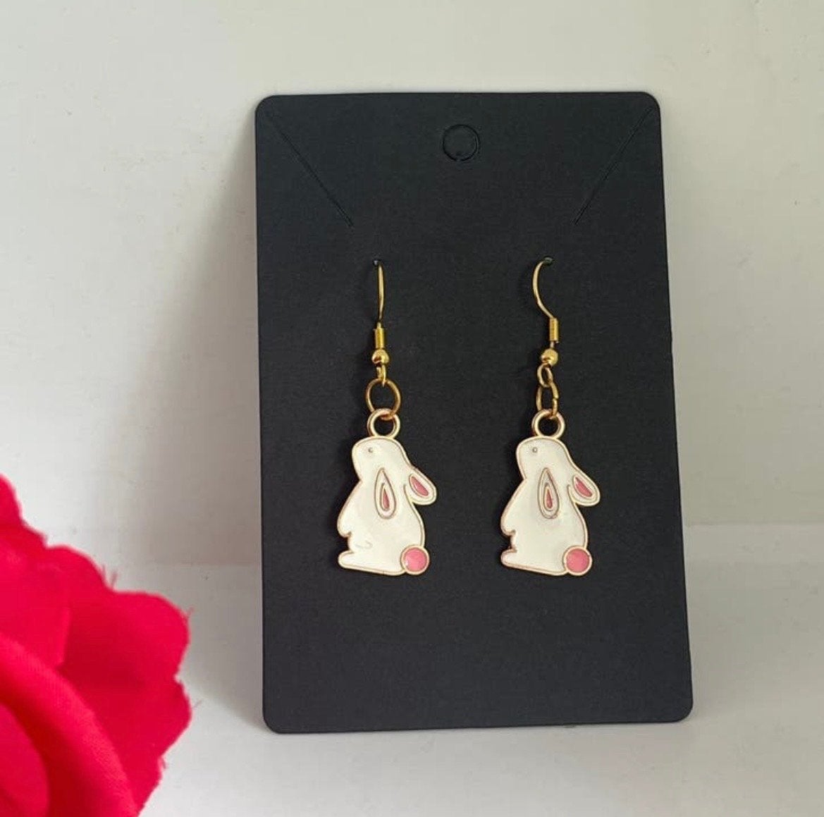 Leuke konijnen oorbellen Nieuw, Sieraden, Tassen en Uiterlijk, Oorbellen, Overige materialen, Hangers, Verzenden, Wit