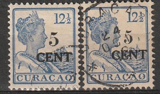 Curaçao NVPH 74 en 74a, Ophalen of Verzenden, Gestempeld