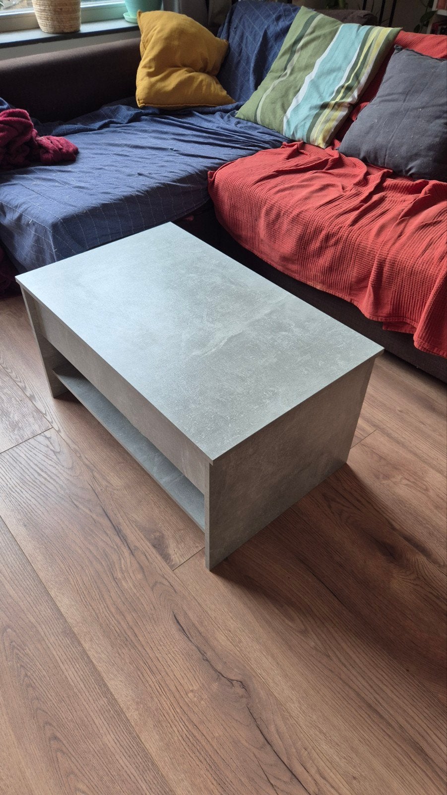 Salontafel 80x50x42 met liftblad, 50 – 75, Gebruikt, 100 tot 150 cm, Modern, Industrieel