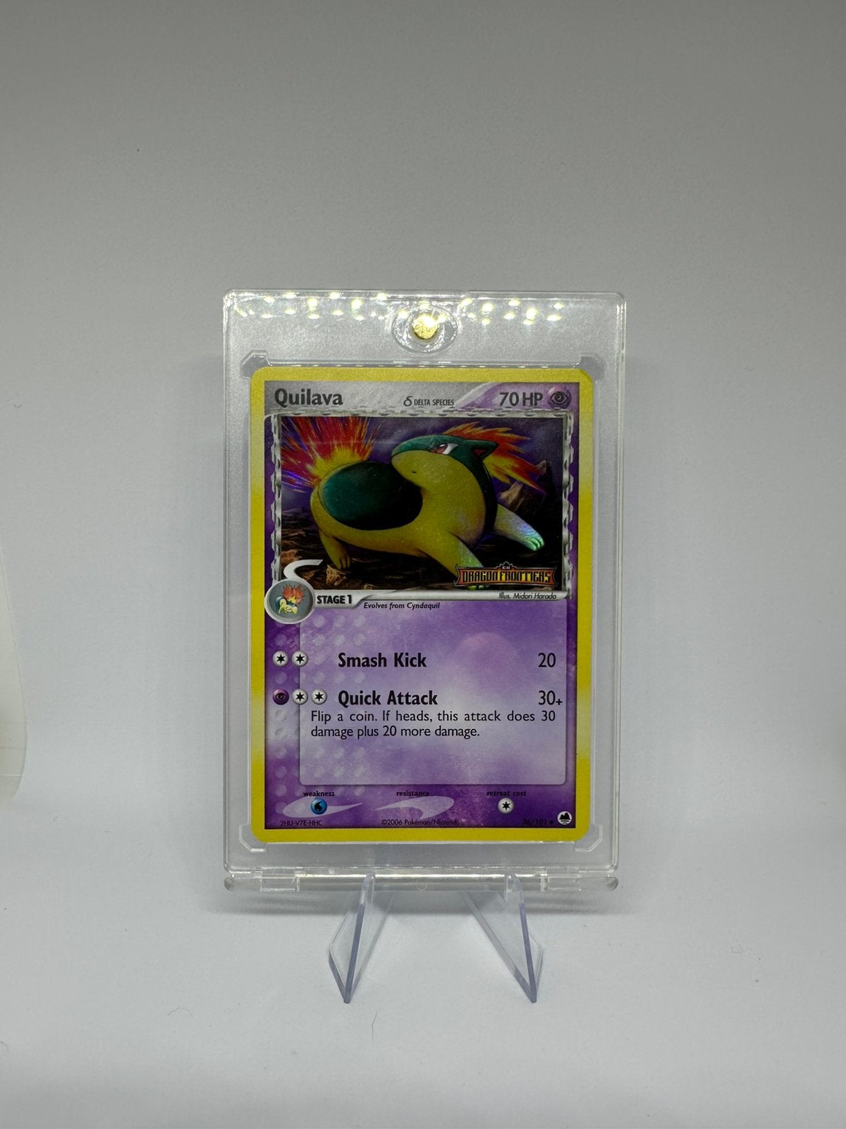 Quilava 36/101 EX Dragon Frontiers Card Reverse Holo Foil, Ophalen of Verzenden, Zo goed als nieuw, Foil