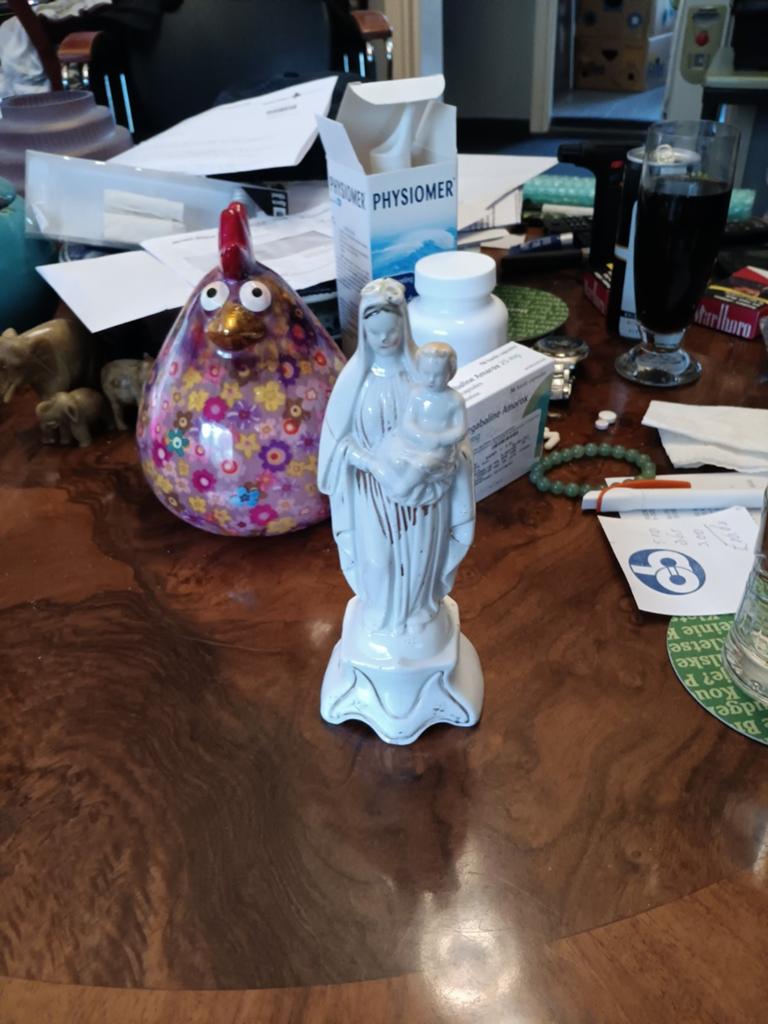 Vintage Mariabeeld met Kind - Religieus Beeldje, Ophalen of Verzenden
