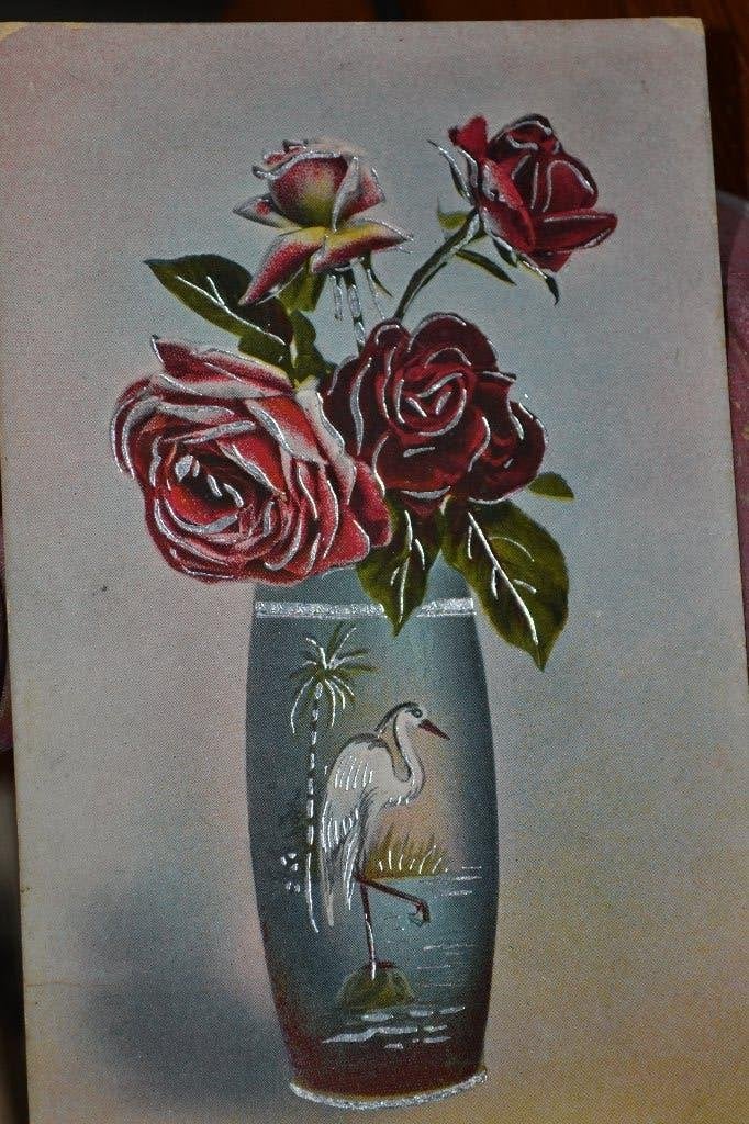 DUITSLAND VELDPOST 1918 VAAS VOGEL EN RODE ROZEN, Ophalen of Verzenden, Voor 1920, Gelopen, Sterren en Beroemdheden
