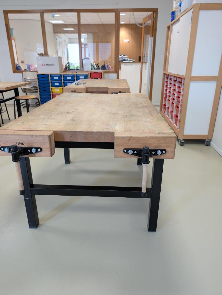 Houten werkbank Techniek 1500 De Beuk, Doe-het-zelf en Verbouw, Werkbanken, Ophalen, Gebruikt, 70 tot 120 cm, Bankschroef