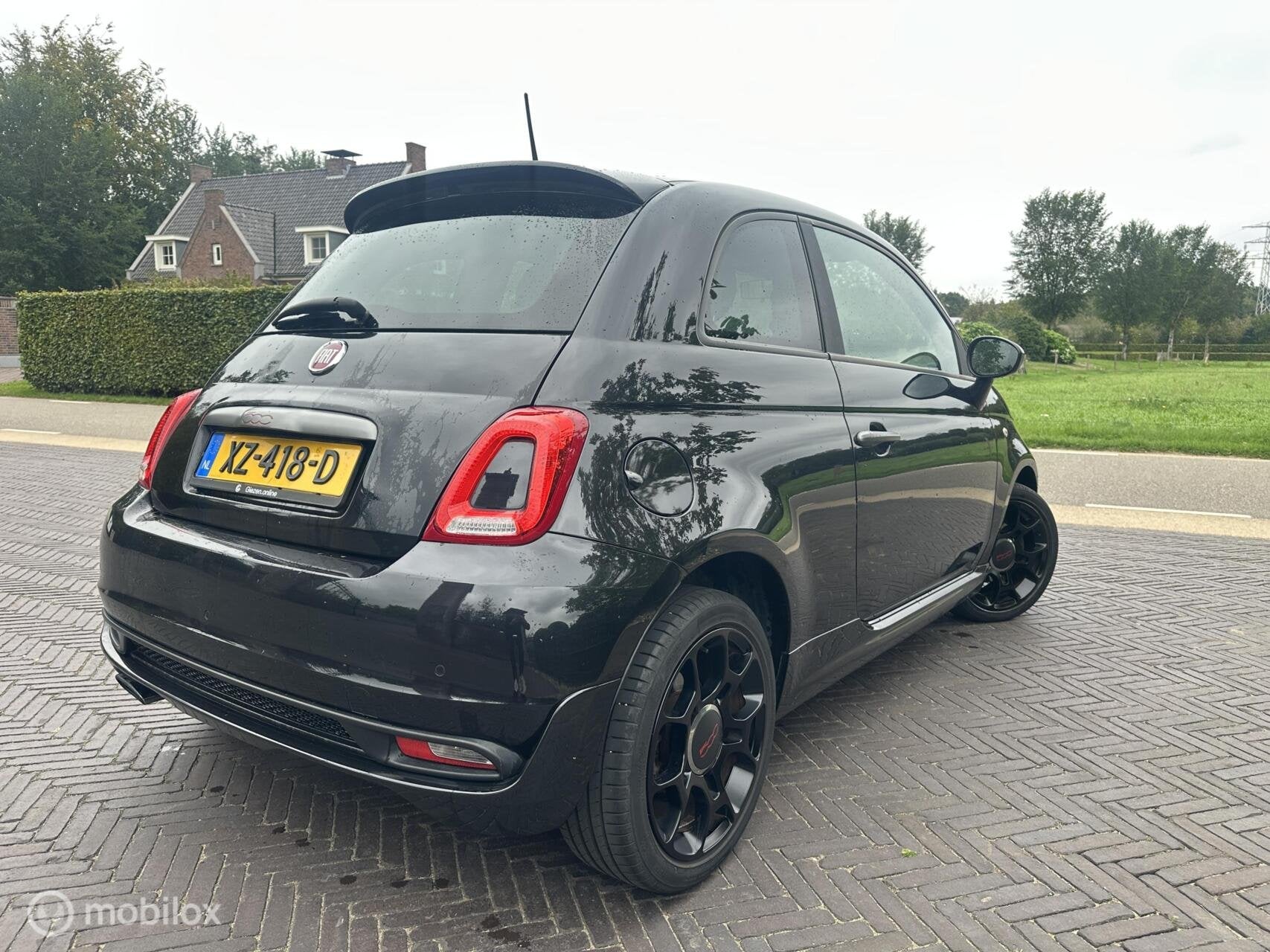Fiat 500S 0.9 TwinAir Turbo Sport 105pk! Navi Leer Cruise✅, Auto's, Gebruikt, Zwart, Met garantie (alle), Leder en Stof