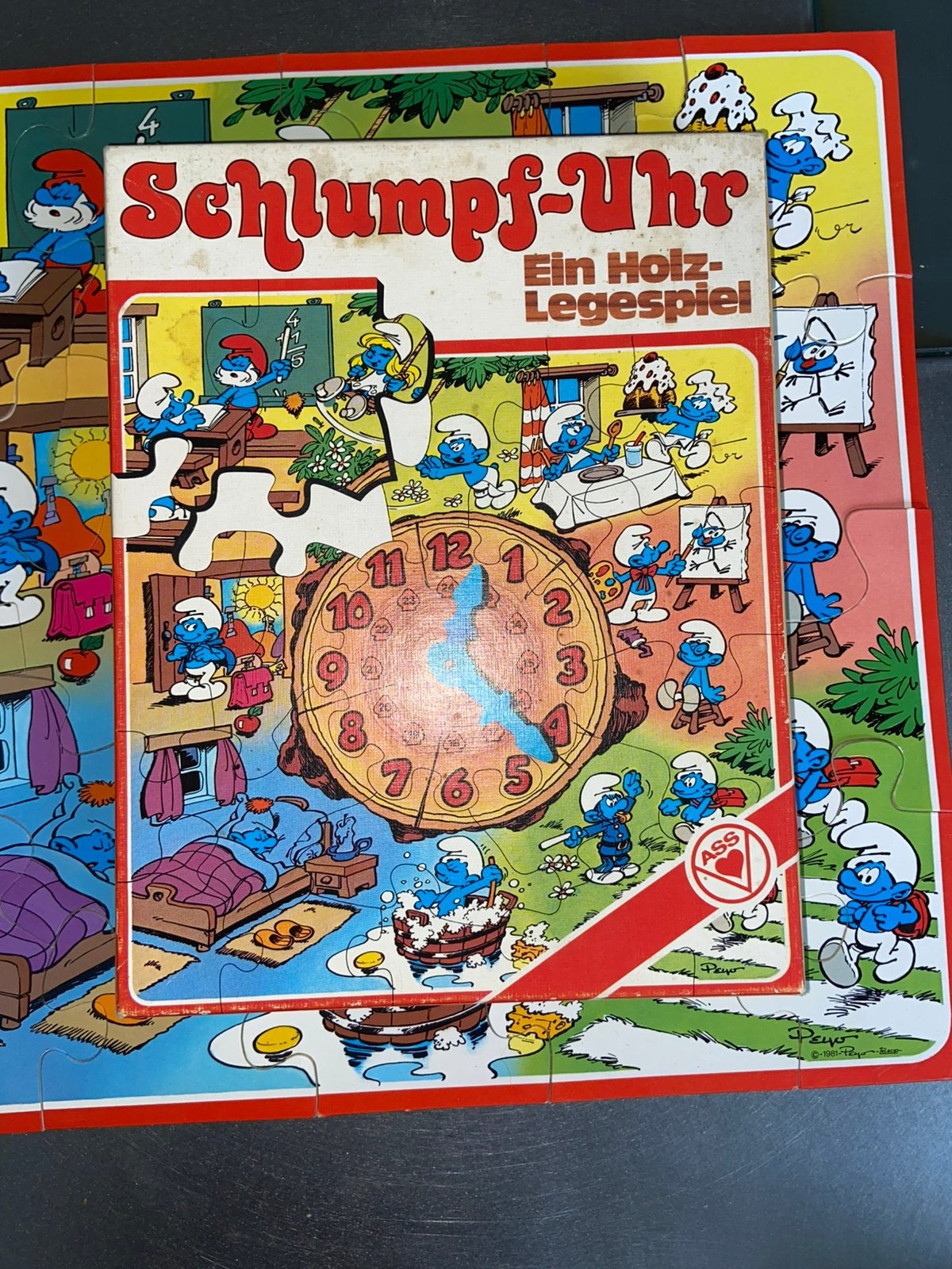 Smurfen puzzel met klok, Ophalen of Verzenden, Minder dan 500 stukjes, Zo goed als nieuw, Legpuzzel