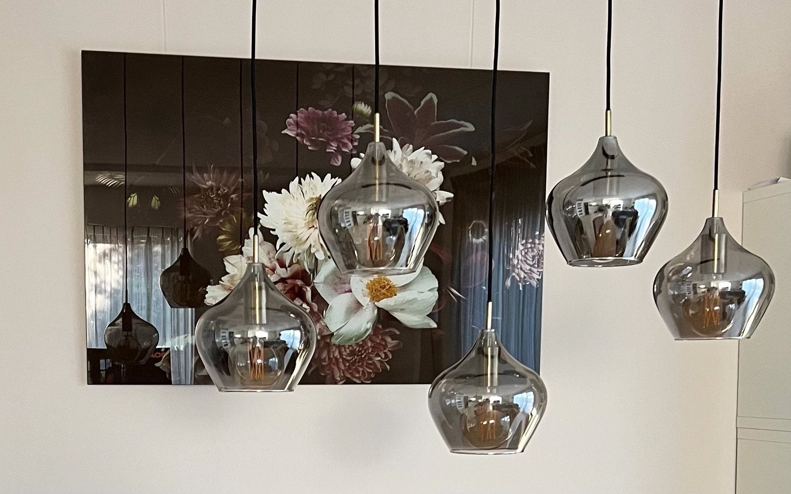 Mooie hanglamp  rookglas met zwart