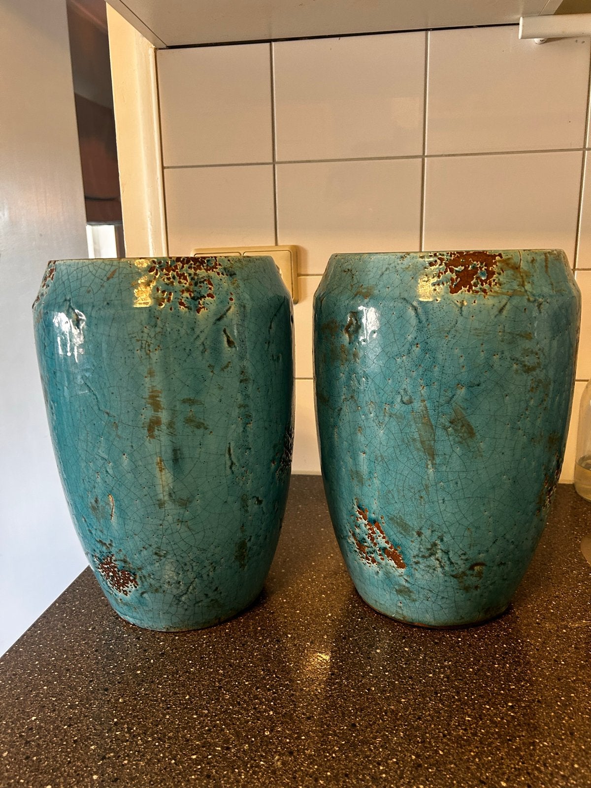 Keramieken bloempotten, Ophalen, Gebruikt, Blauw, Aardewerk of Porselein