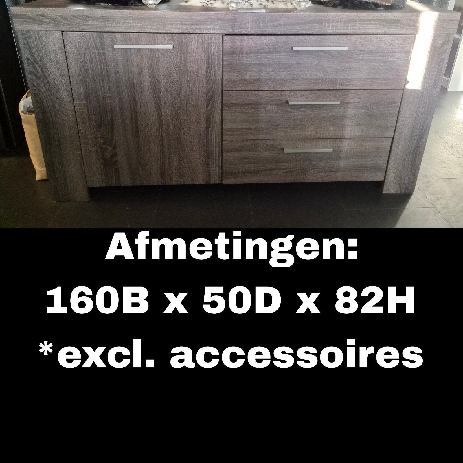 Meubelset grijs/beige hout fineer, Ophalen