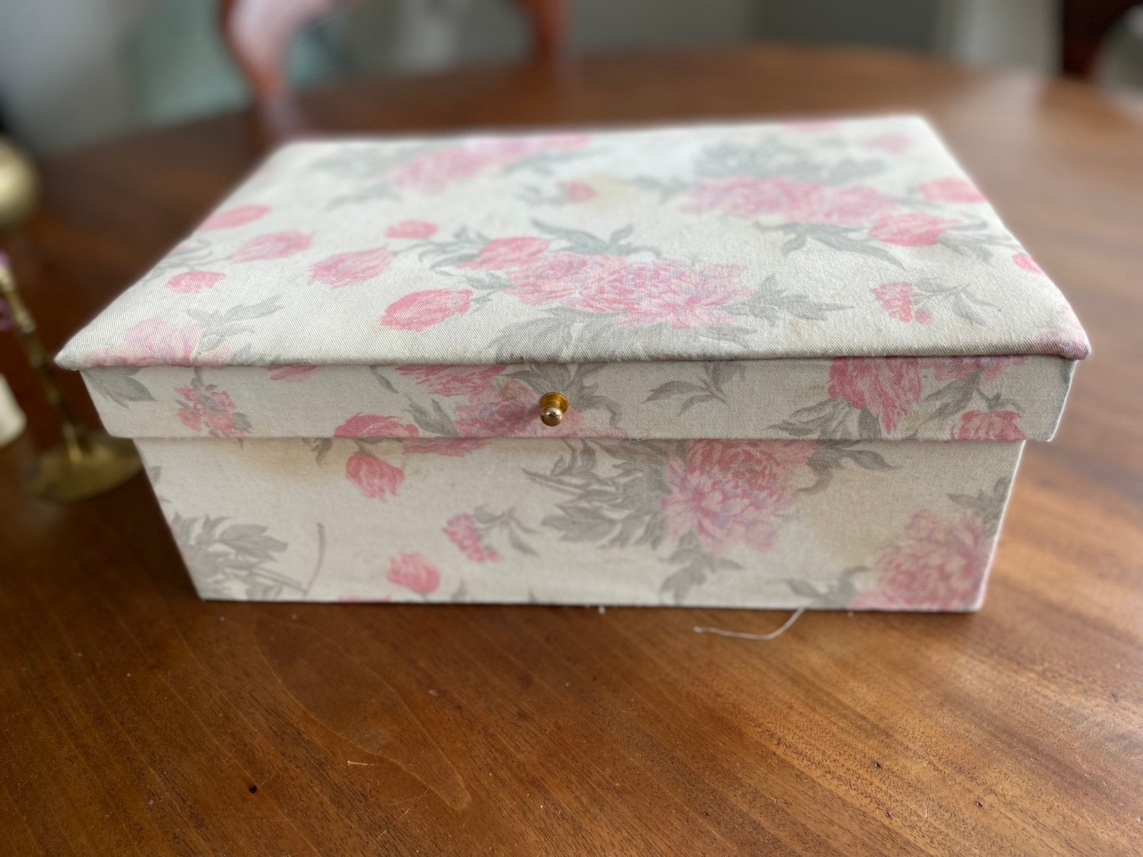 Brocante stoffen doos, Ophalen of Verzenden