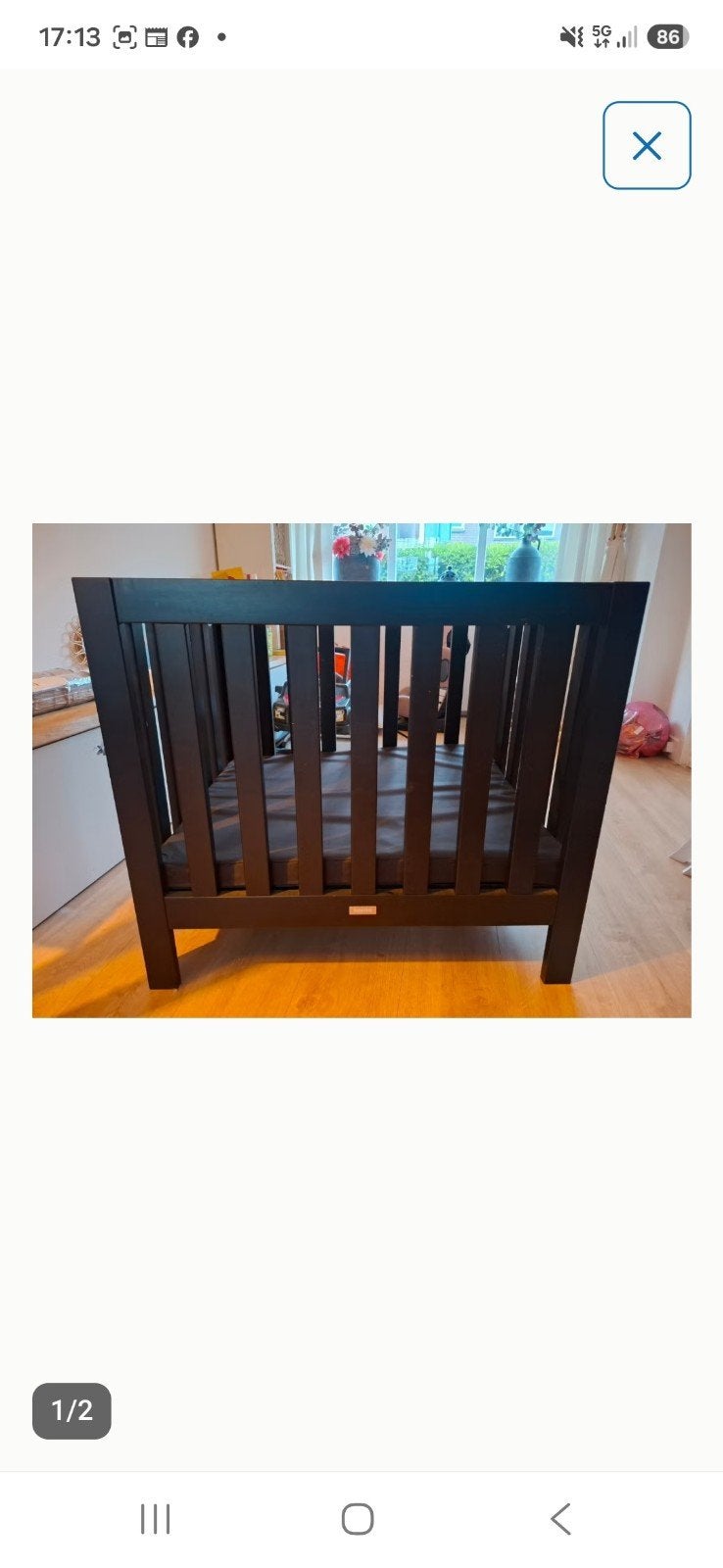 Bobita box met matras en zwarte hoes, incl. boxkleed, Ophalen, Gebruikt, Vierkant