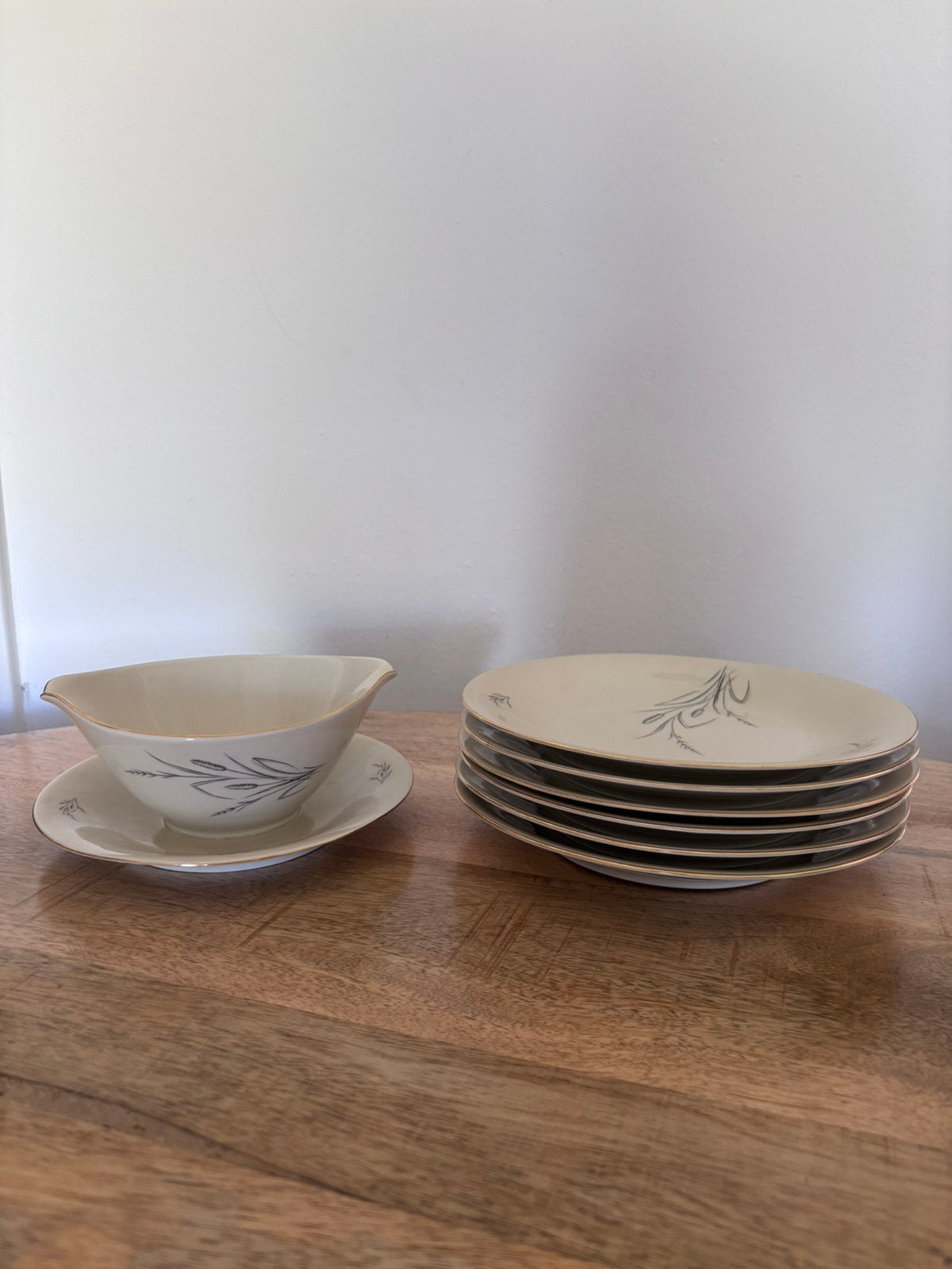 Vintage servies Marion – Sauskom en 6 bordjes, Ophalen, Overige merken, Overige typen, Vintage