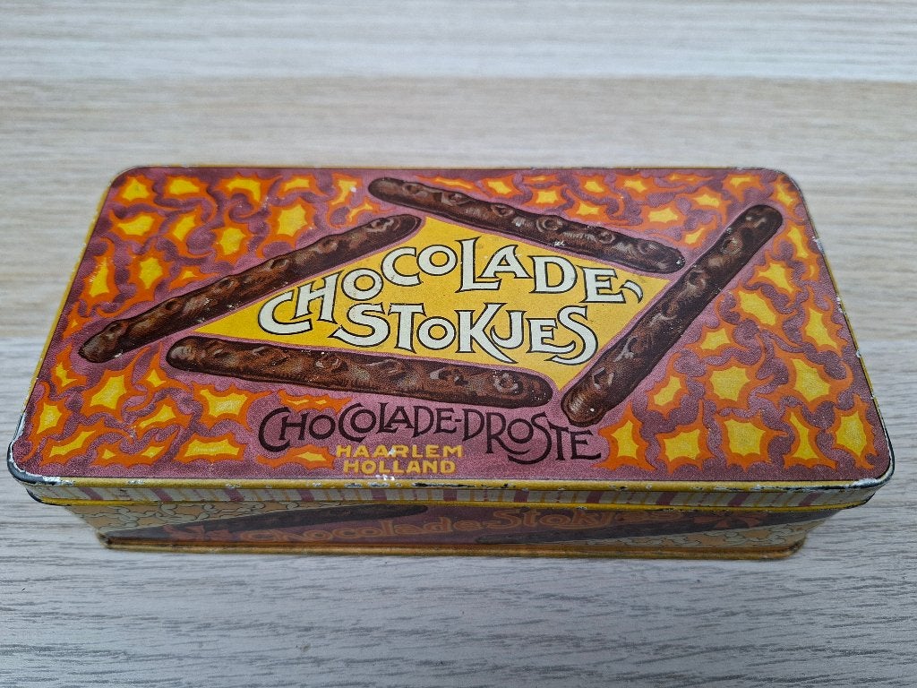 Blikje Droste chocolade stokjes, Verzamelen, Blikken, Ophalen of Verzenden, Gebruikt, Overige, Droste