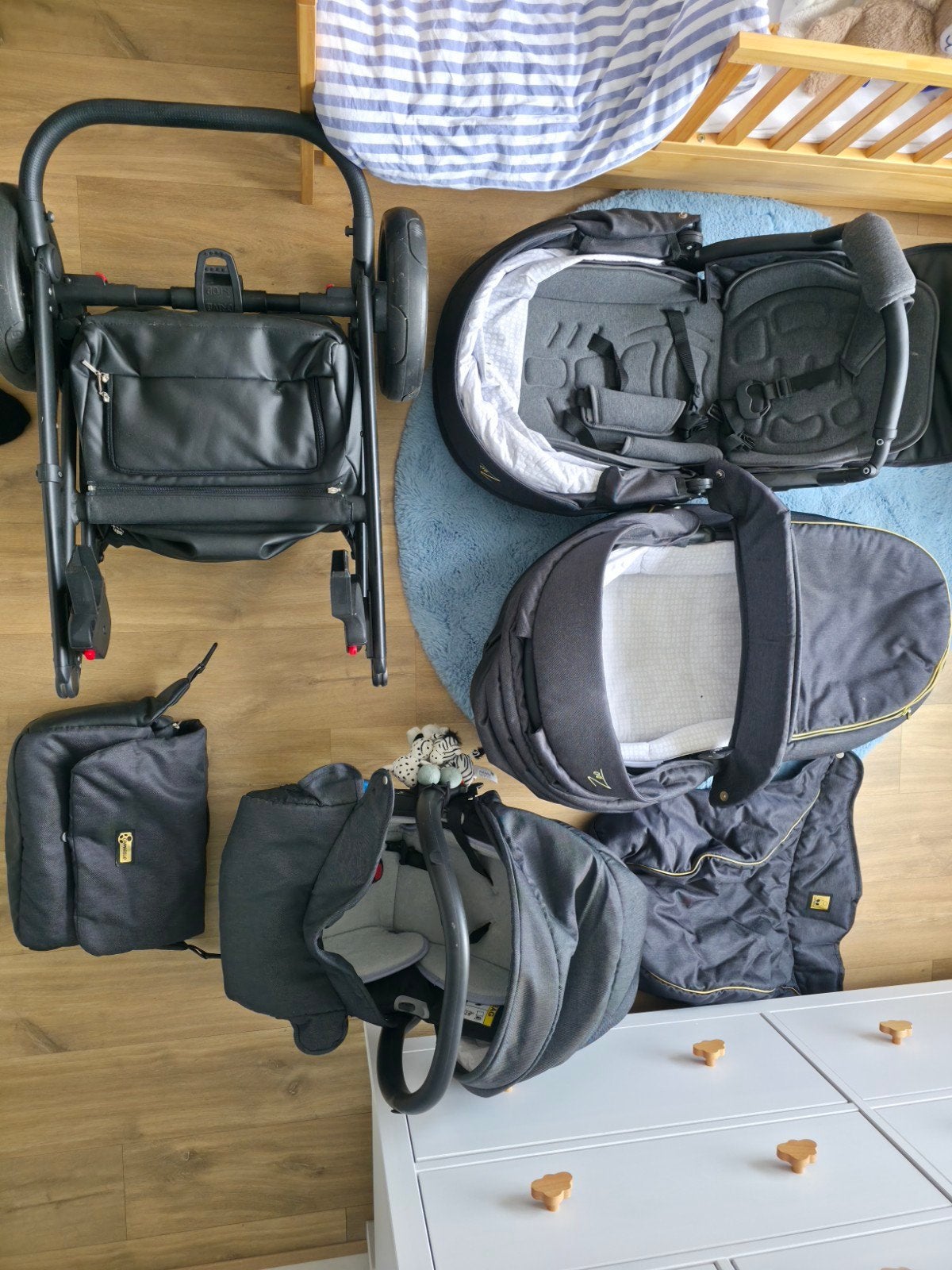Kinderwagen 3-1, Zo goed als nieuw, Luchtbanden, Ophalen, Kinderwagen