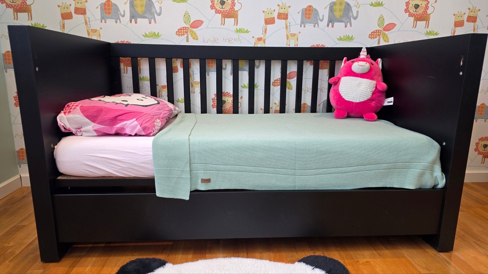 Kidsmill ledikant 70x140 cm Long Island zwart & oldwood, Ophalen, Gebruikt, Ledikant