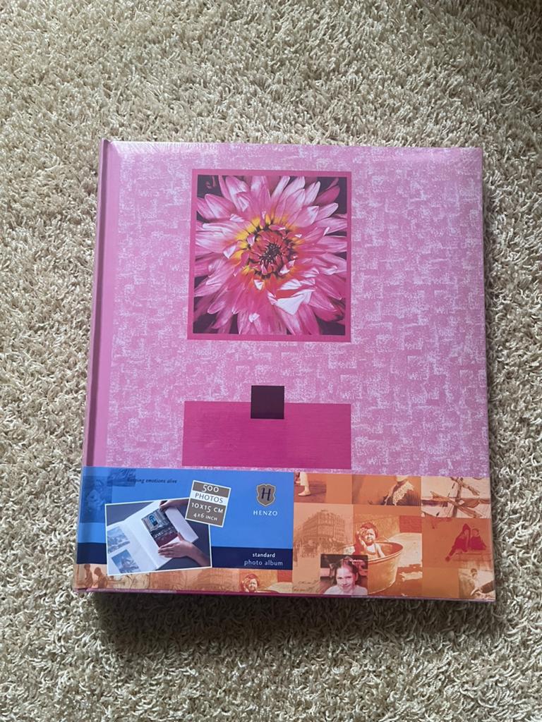 Henzo Fotoalbum roze bloem 29x33 500 foto’s Nieuw, Ophalen of Verzenden, Nieuw